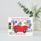 Comic geslaagd voor uw rijtest gepersonaliseerde P Briefkaart (Staand voorkant)