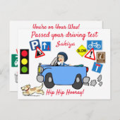 Comic geslaagd voor uw rijtest gepersonaliseerde P Briefkaart (Voorkant / Achterkant)