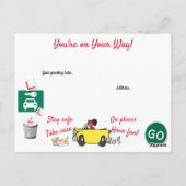 Comic geslaagd voor uw rijtest gepersonaliseerde P Briefkaart (Achterkant)