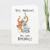 Comic Ginger Cat, Heilige Makreel, Verjaardag Kaar Kaart (Voorkant)