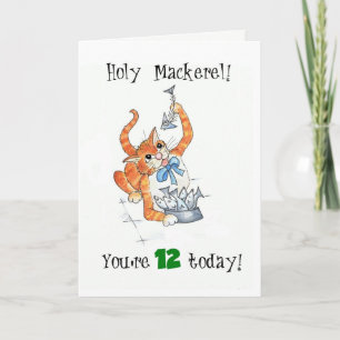 Comic Ginger Cat Holy Makreel, Kaart 12e Verjaarda