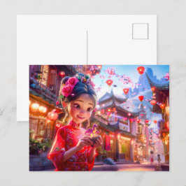 Comic Girl beroemd gemaakt door Small Hand Dragon  Feestdagenkaart