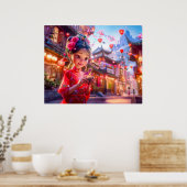 Comic Girl beroemd gemaakt door Small Hand Dragon  Poster (Keuken)