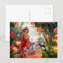 Comic Girl in Bamboo Forest beroemd gemaakt door P