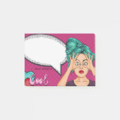 Comic Girl Pop Art Speech Bubble Roze gepersonalis Post-it® Notes (Voorkant)