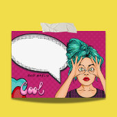 Comic Girl Pop Art Speech Bubble Roze gepersonalis Post-it® Notes