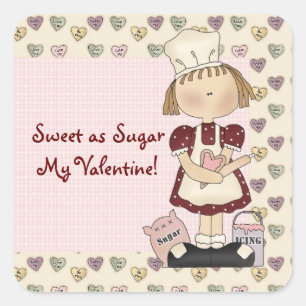 Comic Girl Sweet as Sugar Valentijnsdag Stickers