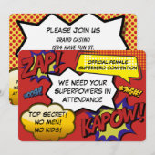 Comic "Girls Night Out" Superheld Parodie Uitnodig Kaart (Voorkant / Achterkant)