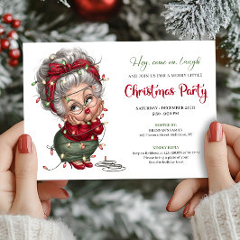Comic Grandma Festive Christmas Celebration Invite Kaart