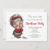 Comic Grandma Festive Christmas Celebration Invite Kaart (Voorkant)
