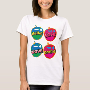 Comic Hallo Love Pink Apple Pop Art T-shirt