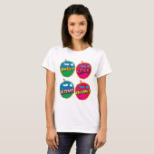 Comic Hallo Love Pink Apple Pop Art T-shirt (Voorkant volledig)
