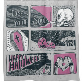 Comic Halloween: leuke illustratie Douchegordijn (Voorkant)