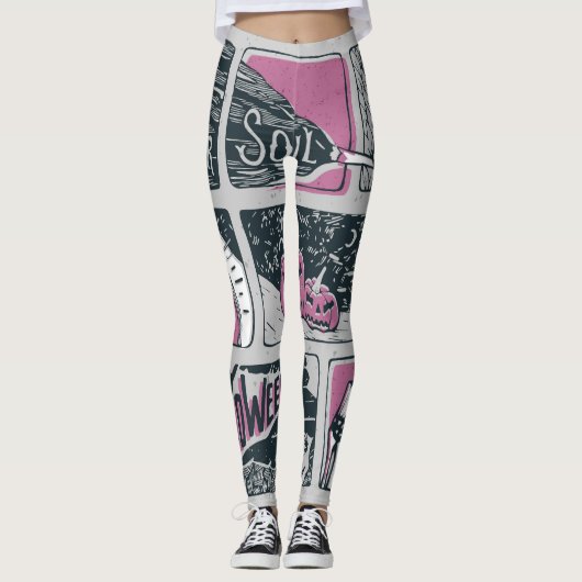 Comic Halloween: leuke illustratie Leggings (Voorkant)