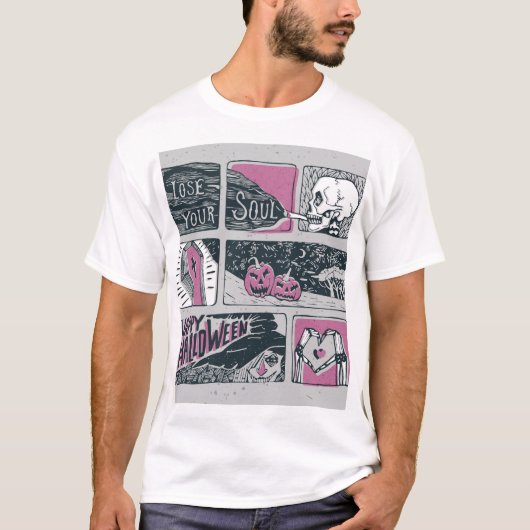 Comic Halloween: leuke illustratie T-shirt (Voorkant)