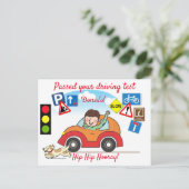 Comic heeft uw rijtest op maat doorstaan briefkaart (Staand voorkant)