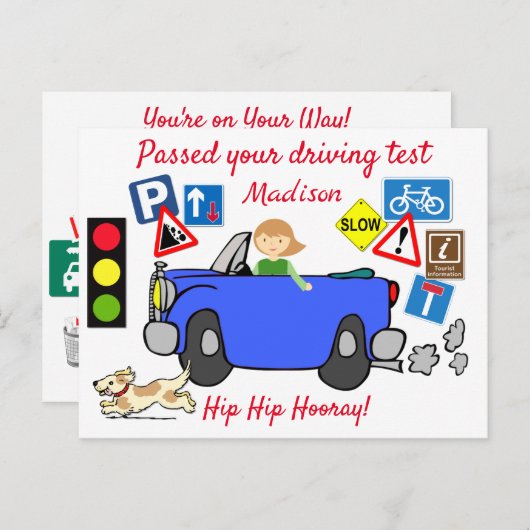 Comic heeft uw rijtest op persoonlijke titel Postc Briefkaart (Voorkant / Achterkant)