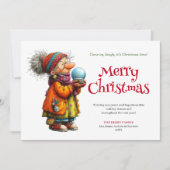 Comic Holiday Woman Personalized Christmas Card Feestdagenkaart (Voorkant)