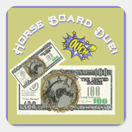 Comic Horse $, Paardenplank verschuldigd Vierkante Sticker