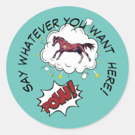 Comic Horse Pow Ronde Sticker