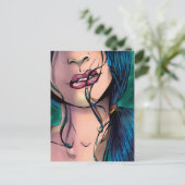 Comic Illustration of a Sexy Girl genaamd Miki Briefkaart (Staand voorkant)