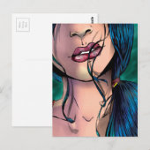 Comic Illustration of a Sexy Girl genaamd Miki Briefkaart (Voorkant / Achterkant)