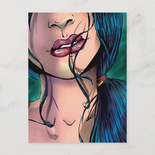 Comic Illustration of a Sexy Girl genaamd Miki Briefkaart (Voorkant)