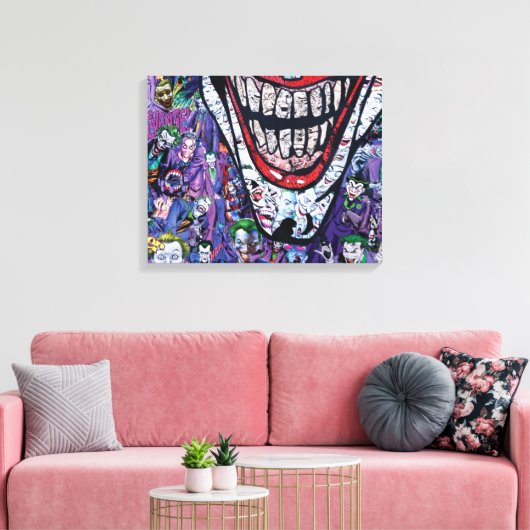 Comic joker Premium Wrapped Canvas (gloss) (Insitu (Woonkamer))