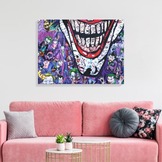 Comic joker Premium Wrapped Canvas (gloss) Afdruk (Insitu (Woonkamer))