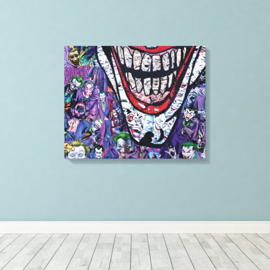 Comic joker Premium Wrapped Canvas (gloss) Afdruk (Insitu (Houten vloer))