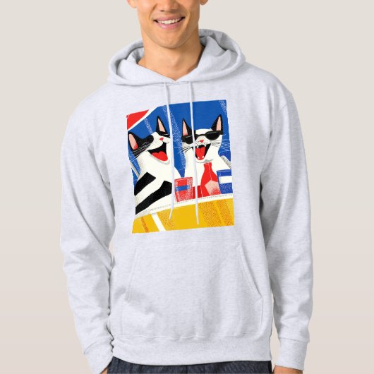 Comic Joyful Perfect Cat Duo Geniet van de zomer v Hoodie (Voorkant)