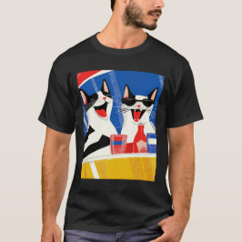 Comic Joyful Perfect Cat Duo Geniet van de zomer v T-shirt