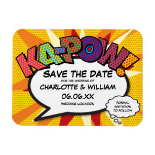 Comic KA-POW Modern Fun Save the Date Magneet