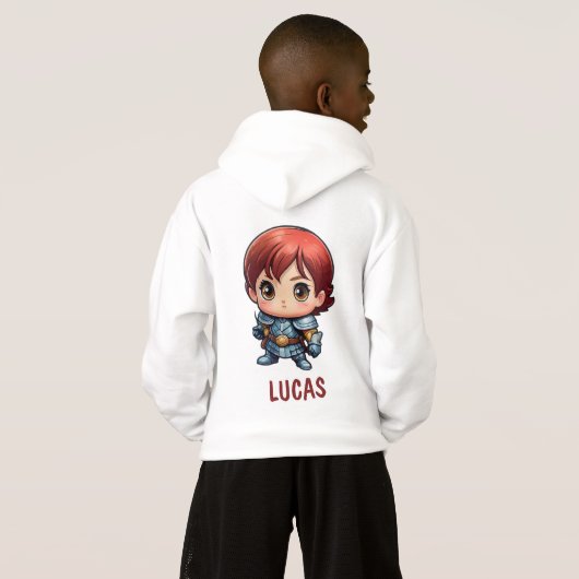Comic Knight Chibi Character Kids Hoodie (Achterkant volledig)