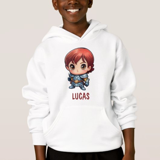 Comic Knight Chibi Karakter Kids Hoodie (Voorkant)