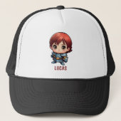 Comic Knight Chibi Kid Character Trucker Hat Pet (Voorkant)