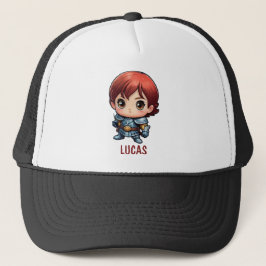 Comic Knight Chibi Kid Character Trucker Hat Pet