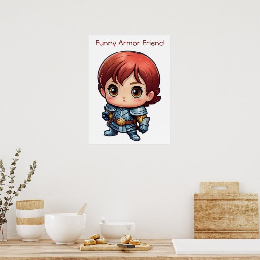 Comic Knight Funny Armor Friend Kids Wall Poster (Keuken)