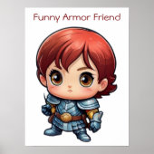 Comic Knight Funny Armor Friend Kids Wall Poster (Voorkant)