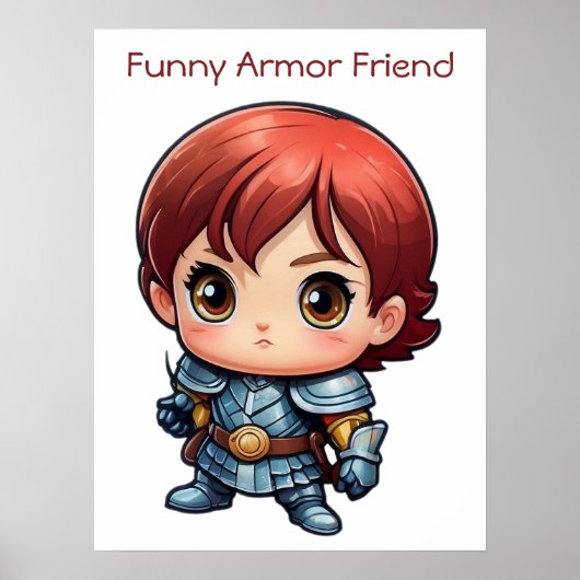 Comic Knight Funny Armor Friend Kids Wall Poster (Voorkant)