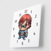 Comic Knight Kids Fantasy Bedroom Vierkante Klok (Hoek)