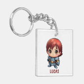 Comic Knight Personalized Kids Backpack Tag Sleutelhanger (Voorkant Links)