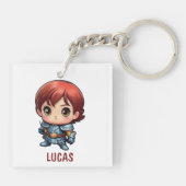 Comic Knight Personalized Kids Backpack Tag Sleutelhanger (Achterkant)