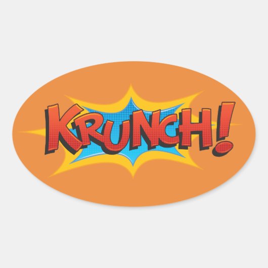 Comic Krunch. Ovale Sticker (Voorkant)