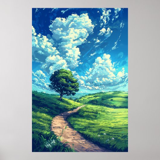 Comic Landscape Vector Poster - kleurrijk en speel (Voorkant)