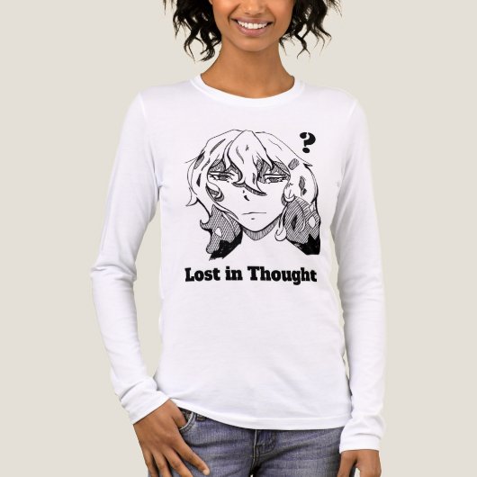 Comic lineart Lost in Thought Tri-Blend Shirt (Voorkant volledig)