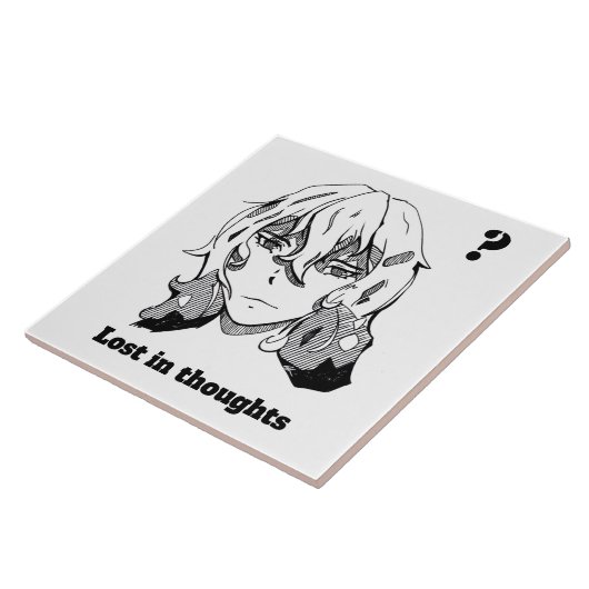 Comic lineart Lost in Thoughts Tegeltje (Zijkant)
