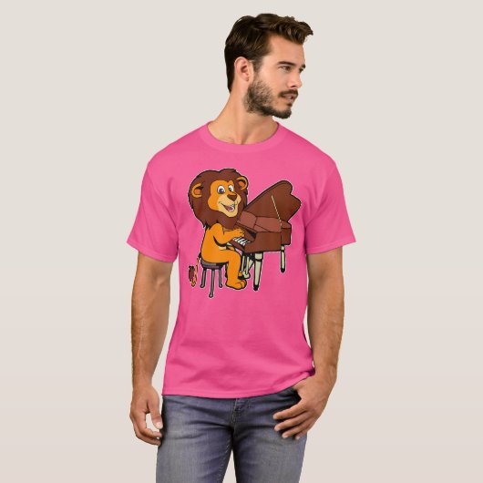 Comic Lion Plays Piano T-shirt (Voorkant volledig)
