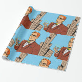 Comic Man met een mobiele telefoon Cadeaupapier (Uitgerold)