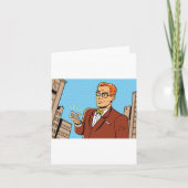 Comic Man met een mobiele telefoon Kaart (Voorkant)